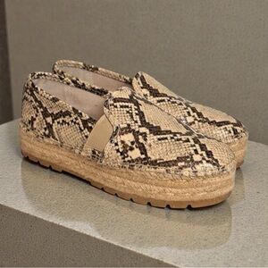 Circus by Sam Edelman Cora Flatform Espadrilles Size 7.5 Snakeskin Slip On EUC